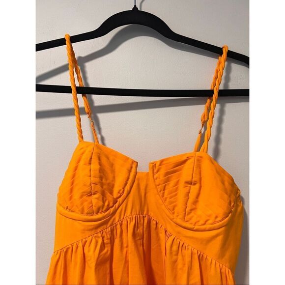 FARM Rio Women's Bright Orange Sleeveless Bustier Cotton Maxi Dress XS NWOT - Picture 7 of 12